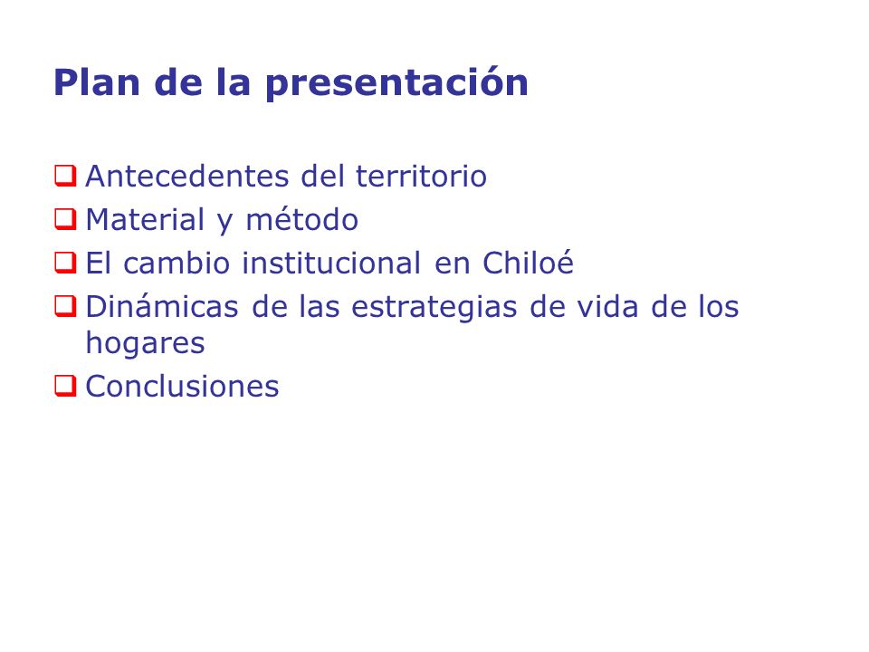 Plan de la presentación