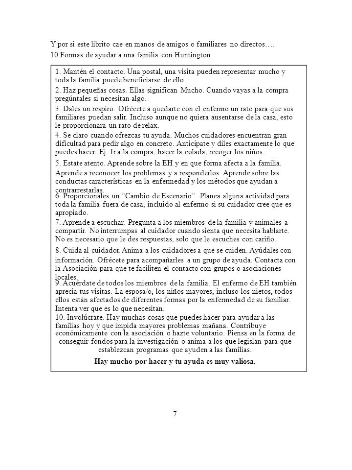10 Formas de ayudar a una familia con Huntington