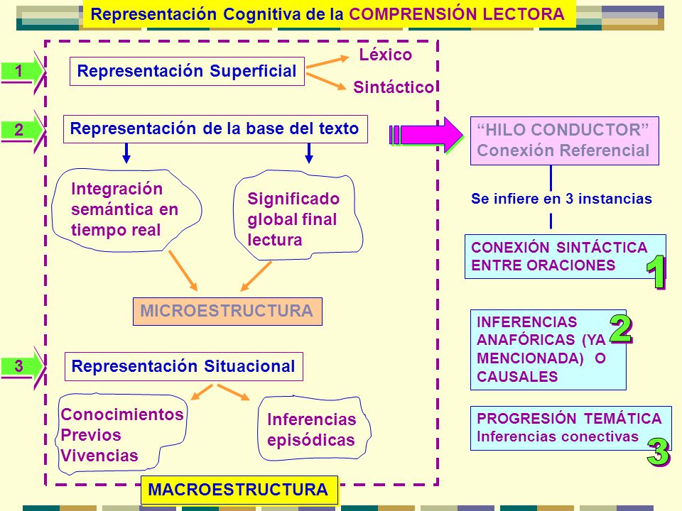1 2 3 Representación Cognitiva de la COMPRENSIÓN LECTORA Léxico 1