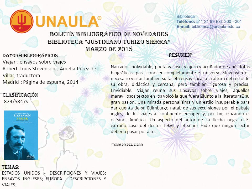 Boletín bibliográfico de novedades biblioteca JUSTINIANO TURIZO SIERRA MARZO DE 2015