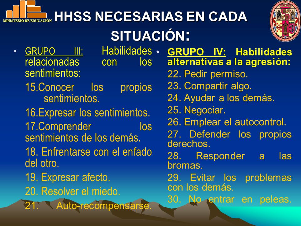 HHSS NECESARIAS EN CADA SITUACIÓN: