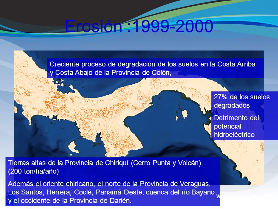 Erosión : Creciente proceso de degradación de los suelos en la Costa Arriba y Costa Abajo de la Provincia de Colón,