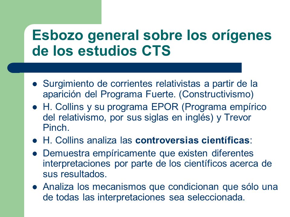 Esbozo general sobre los orígenes de los estudios CTS