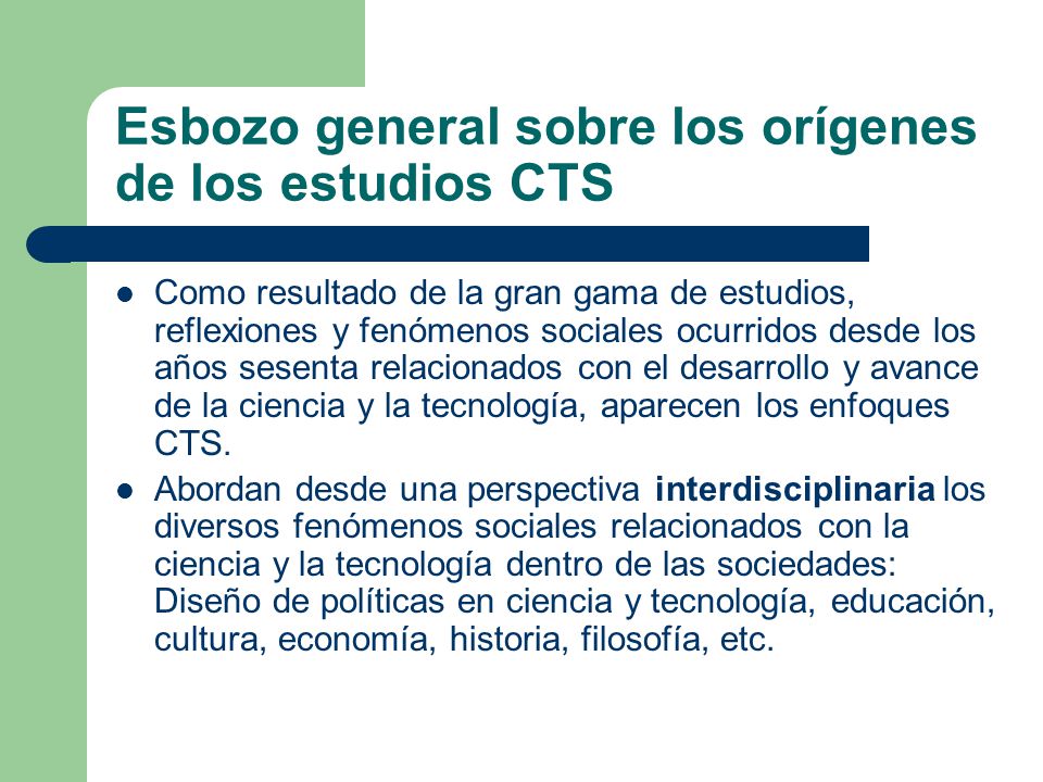 Esbozo general sobre los orígenes de los estudios CTS