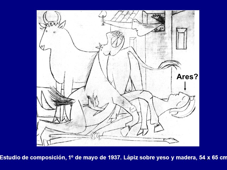 Ares Estudio de composición, 1º de mayo de Lápiz sobre yeso y madera, 54 x 65 cm.