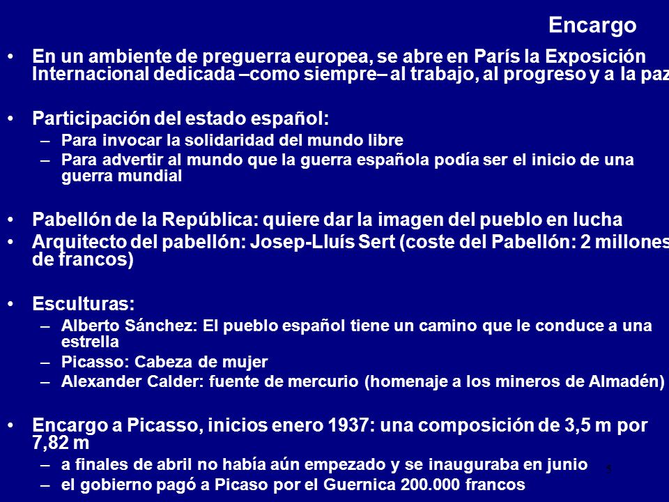 Encargo En un ambiente de preguerra europea, se abre en París la Exposición Internacional dedicada –como siempre– al trabajo, al progreso y a la paz.