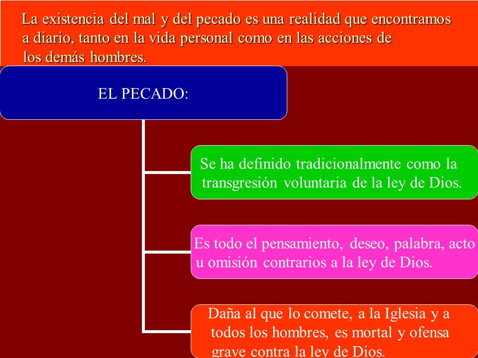 La existencia del mal y del pecado es una realidad que encontramos