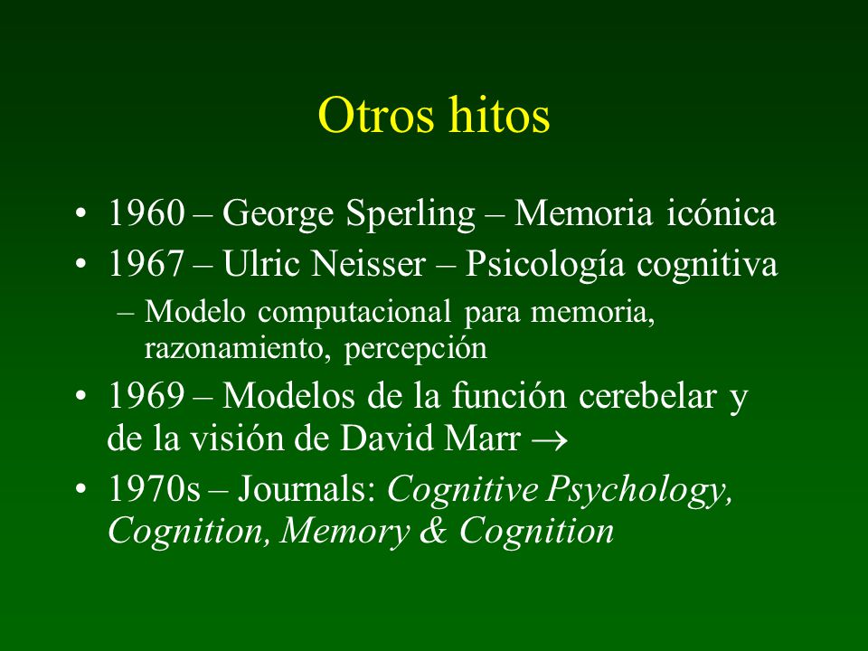 Otros hitos 1960 – George Sperling – Memoria icónica
