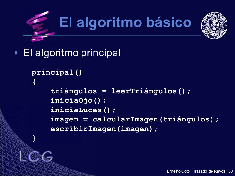El algoritmo básico El algoritmo principal principal() {