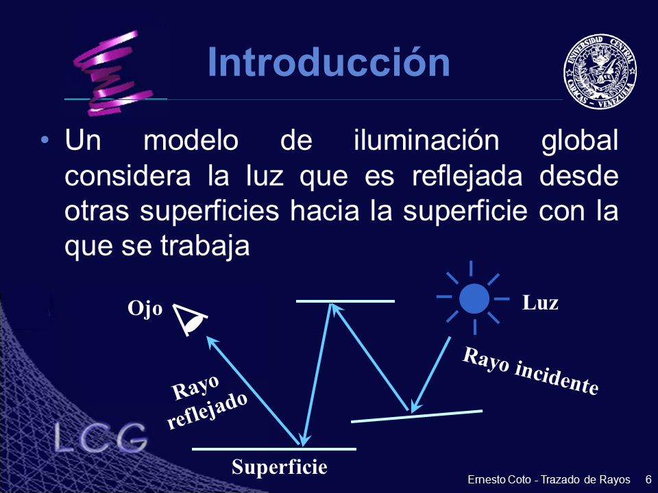 Introducción Un modelo de iluminación global considera la luz que es reflejada desde otras superficies hacia la superficie con la que se trabaja.