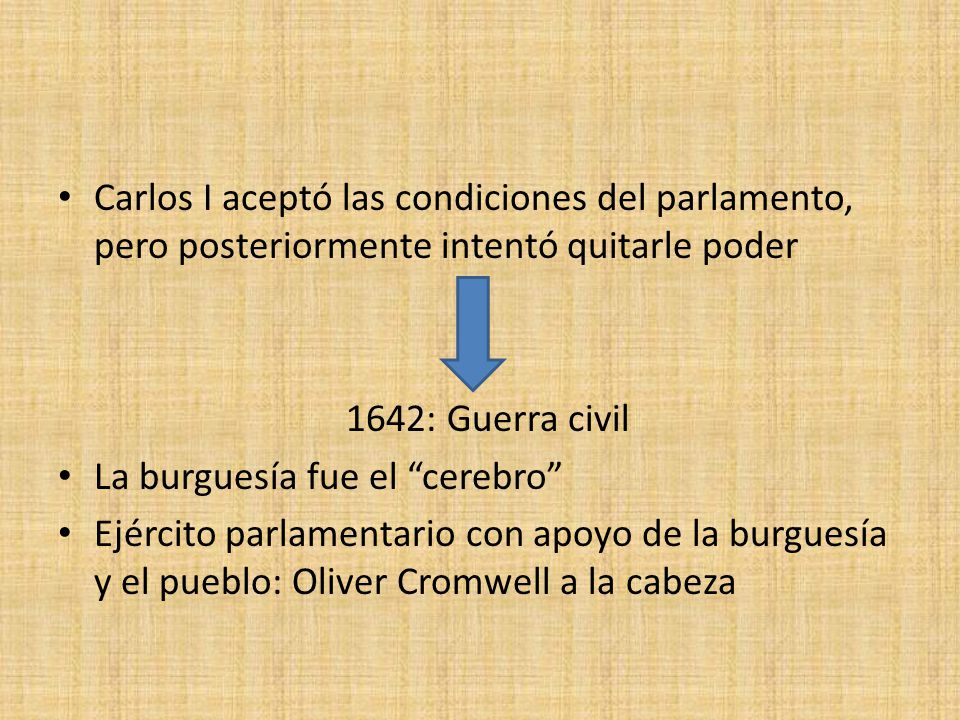 Carlos I aceptó las condiciones del parlamento, pero posteriormente intentó quitarle poder