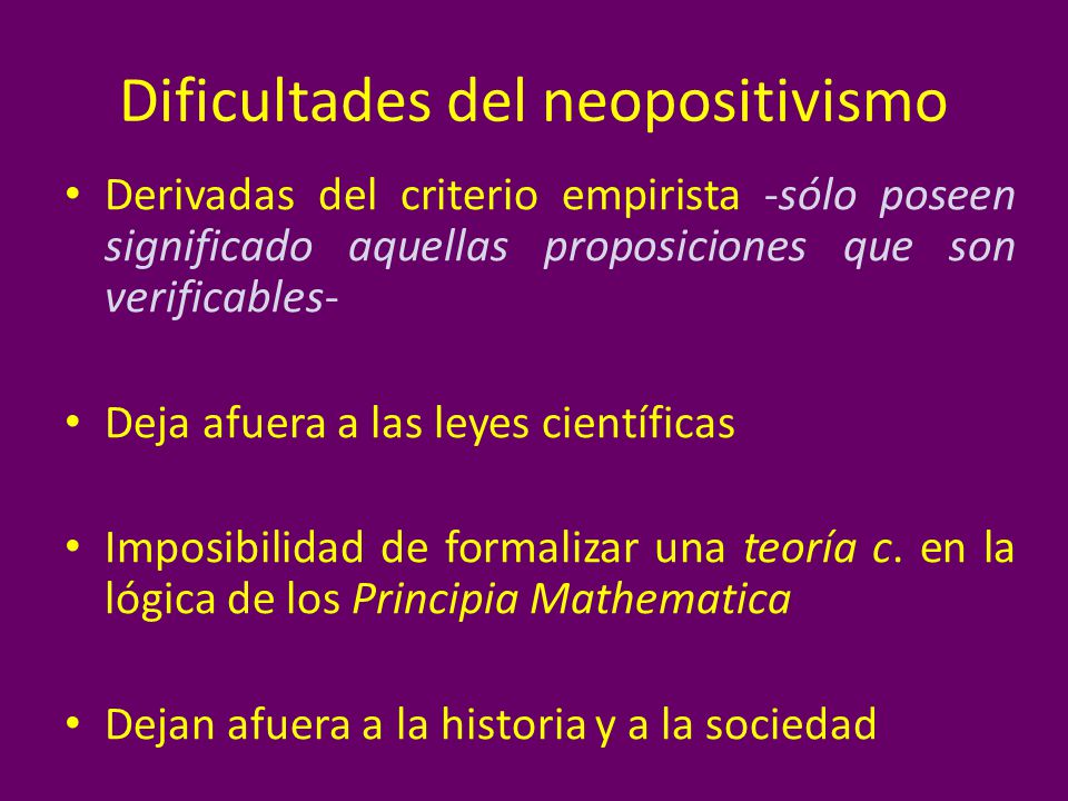 Dificultades del neopositivismo