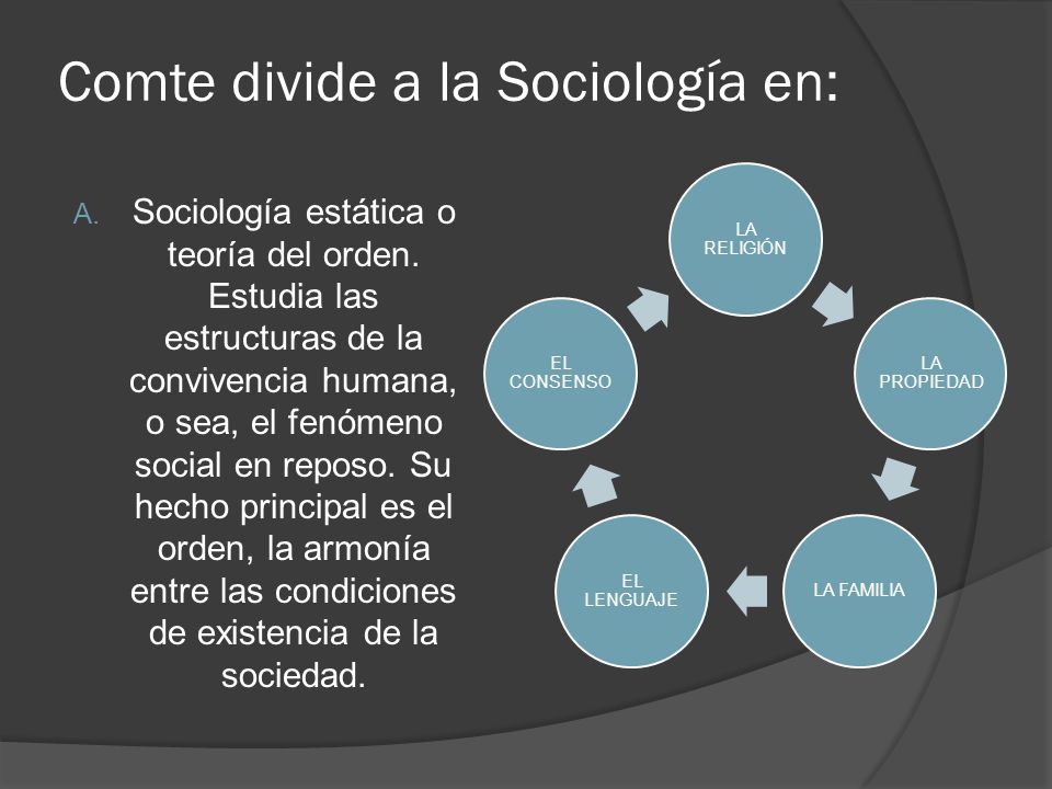 Comte divide a la Sociología en: