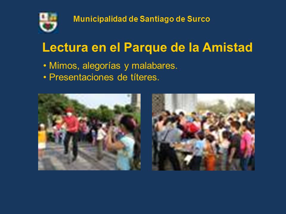 Municipalidad de Santiago de Surco Lectura en el Parque de la Amistad