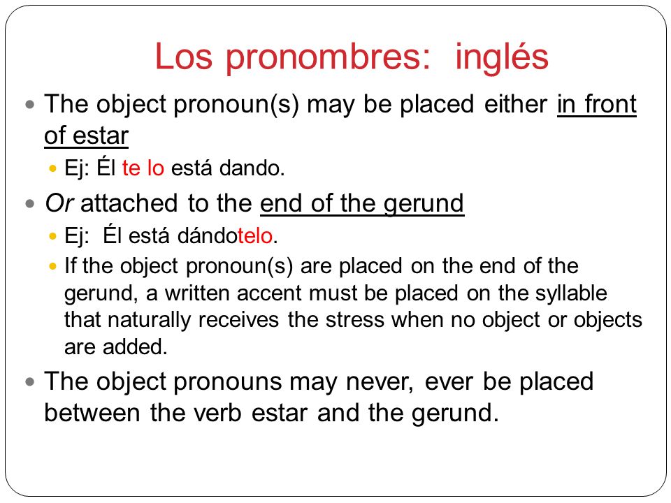 Los pronombres: inglés