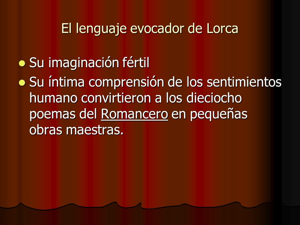El lenguaje evocador de Lorca