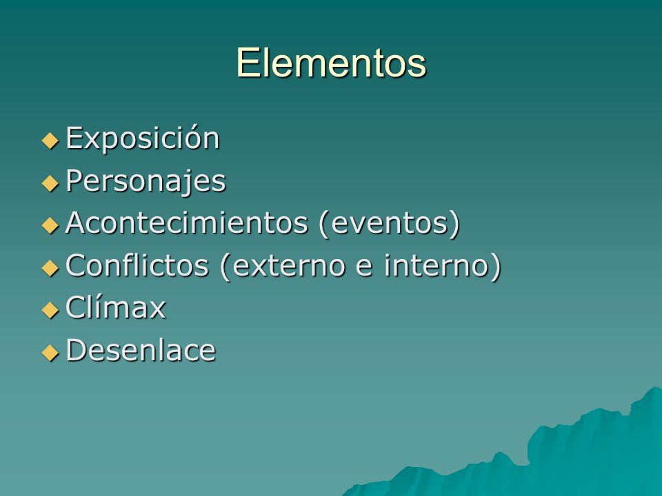 Elementos Exposición Personajes Acontecimientos (eventos)