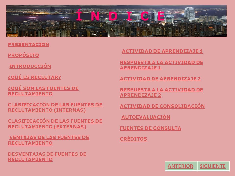 Í N D I C E ACTIVIDAD DE APRENDIZAJE 1 ANTERIOR SIGUIENTE PRESENTACION