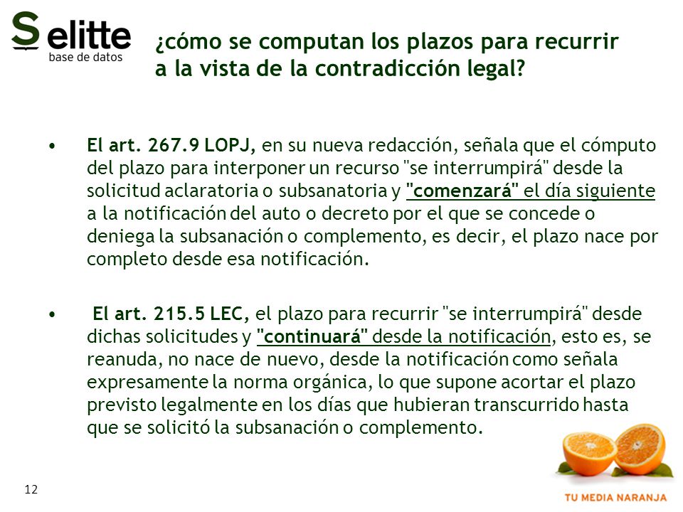 ¿cómo se computan los plazos para recurrir a la vista de la contradicción legal