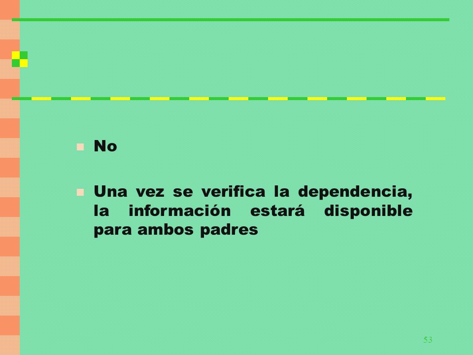 No Una vez se verifica la dependencia, la información estará disponible para ambos padres