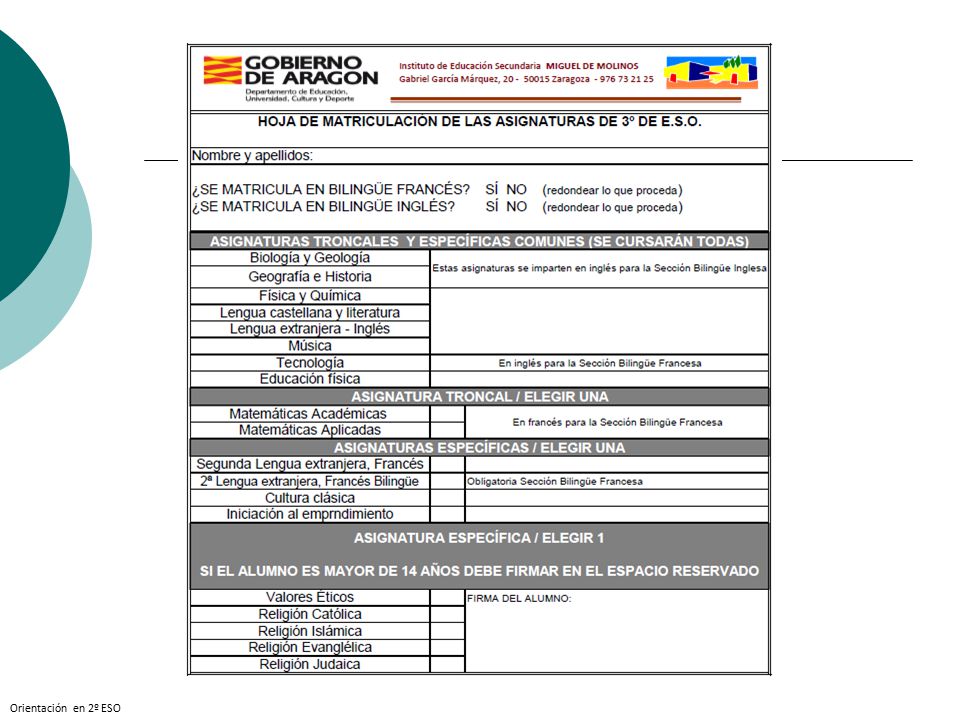 Orientación en 2º ESO