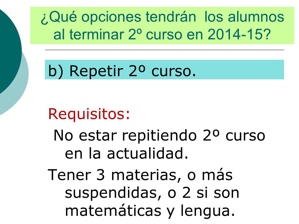 ¿Qué opciones tendrán los alumnos al terminar 2º curso en