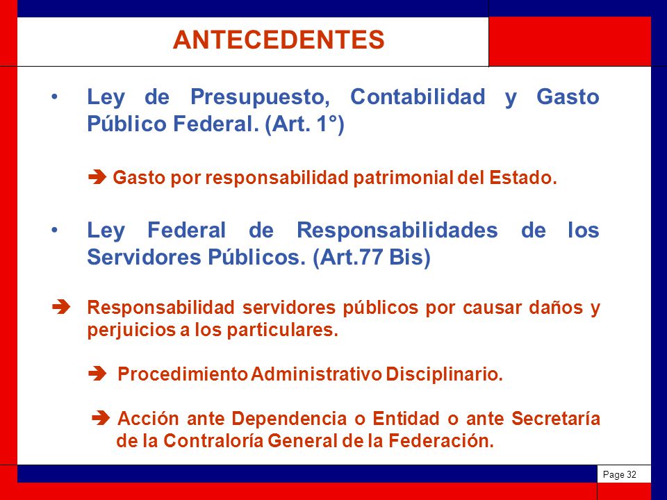 ANTECEDENTES  Acción del Estado para repetir pago a los servidores públicos.