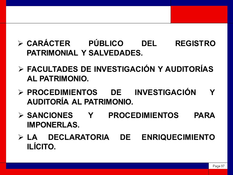 TEMA VII. Acciones preventivas para garantizar el adecuado ejercicio del servicio público. Page 98