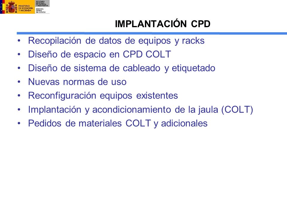 Recopilación de datos de equipos y racks Diseño de espacio en CPD COLT