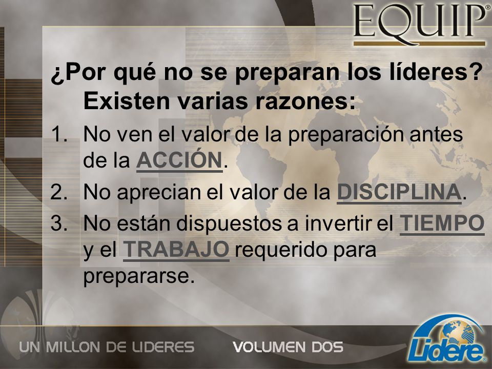 ¿Por qué no se preparan los líderes Existen varias razones: