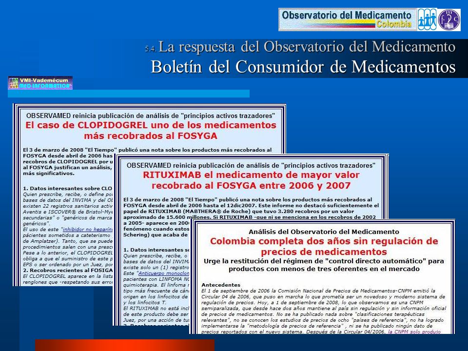 5.4. La respuesta del Observatorio del Medicamento Boletín del Consumidor de Medicamentos