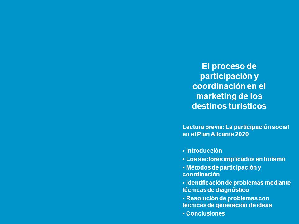 El proceso de participación y coordinación en el marketing de los destinos turísticos