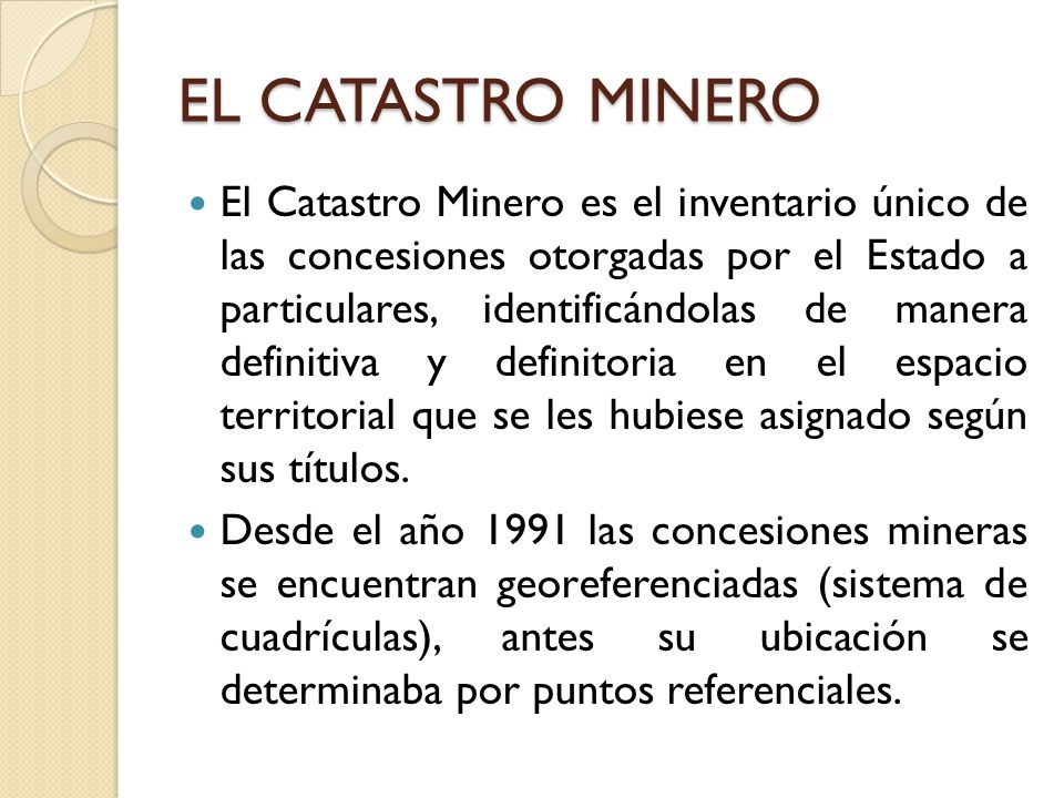 EL CATASTRO MINERO