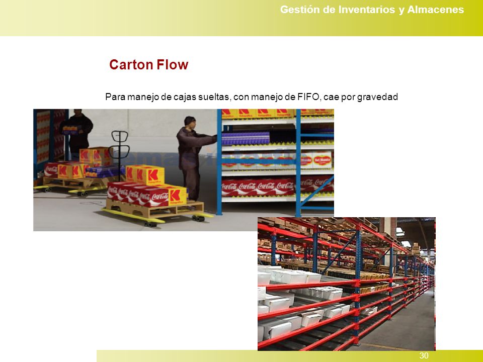 Para manejo de cajas sueltas, con manejo de FIFO, cae por gravedad