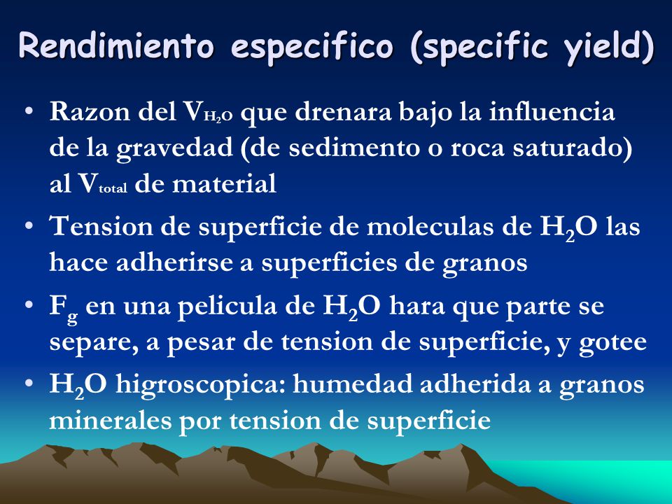 Rendimiento especifico (specific yield)