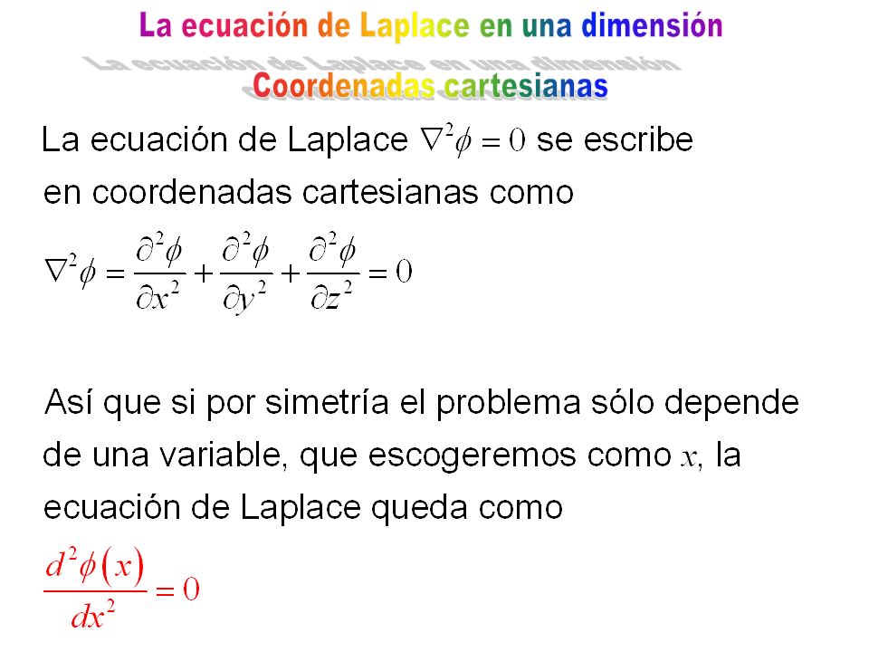 La ecuación de Laplace en una dimensión Coordenadas cartesianas
