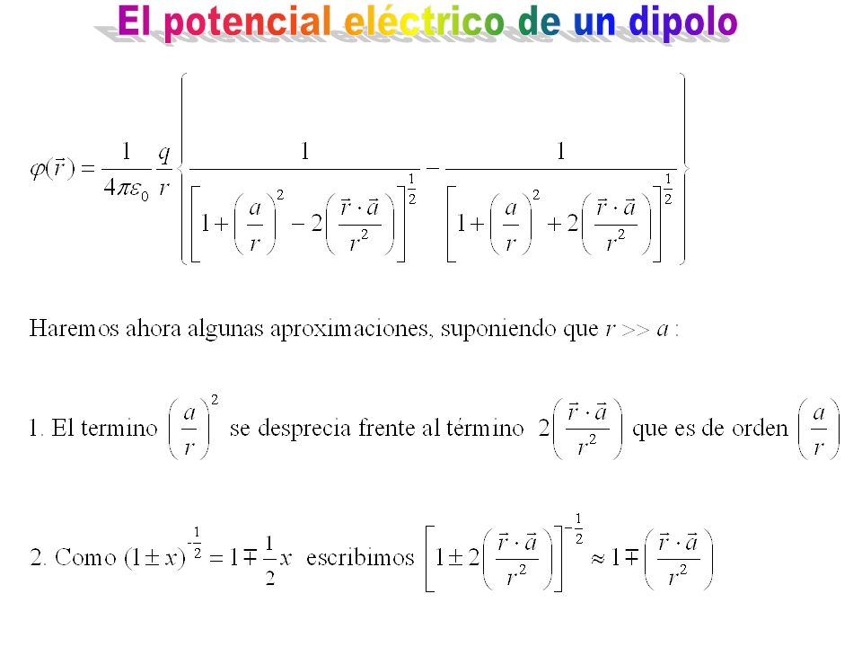 El potencial eléctrico de un dipolo