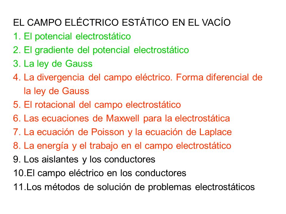 EL CAMPO ELÉCTRICO ESTÁTICO EN EL VACÍO
