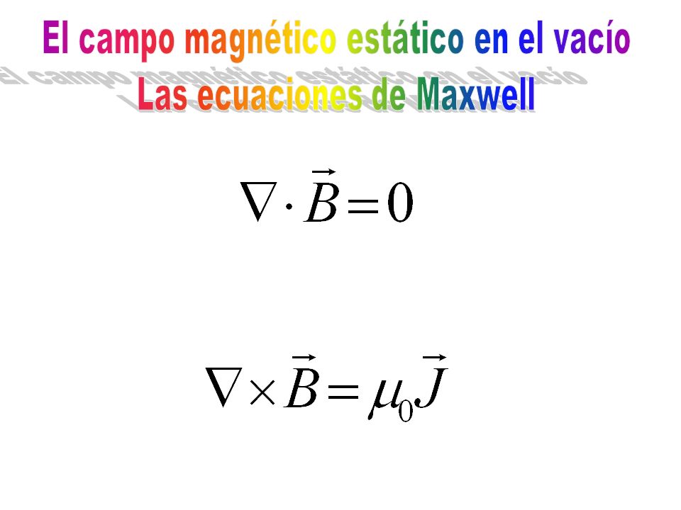 El campo magnético estático en el vacío Las ecuaciones de Maxwell
