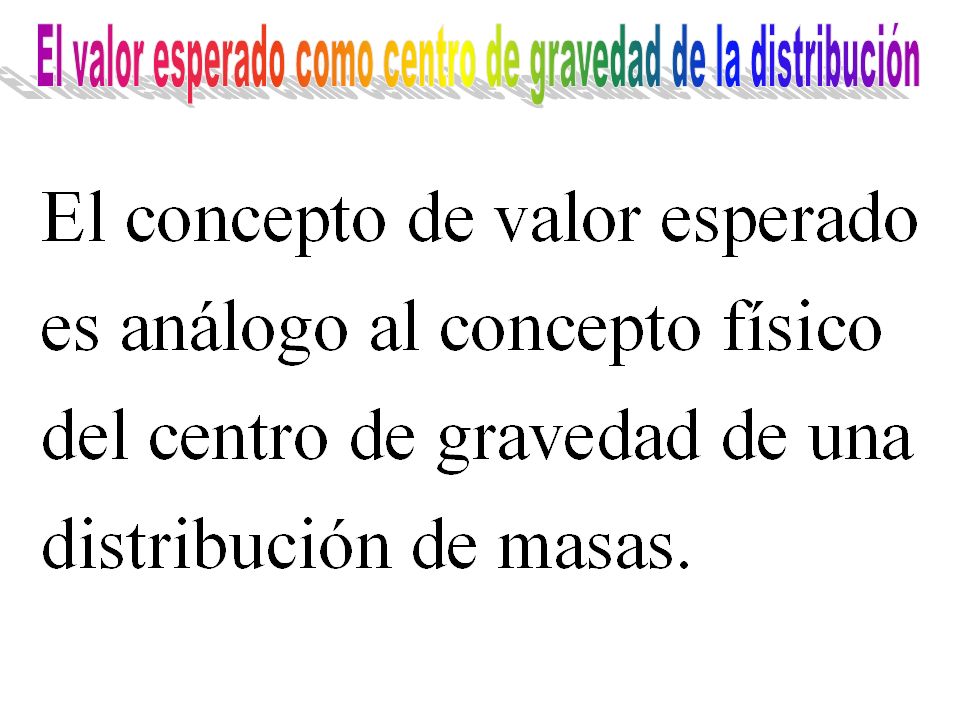 El valor esperado como centro de gravedad de la distribución