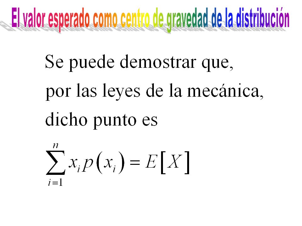 El valor esperado como centro de gravedad de la distribución