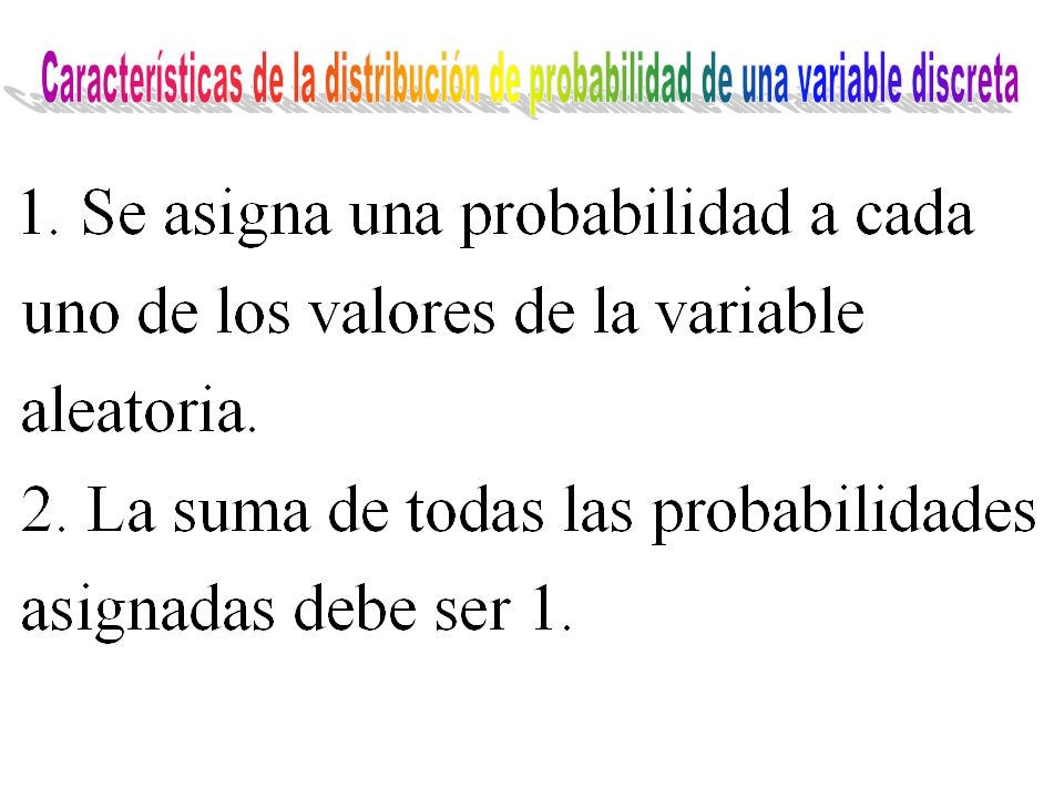 Características de la distribución de probabilidad de una variable discreta