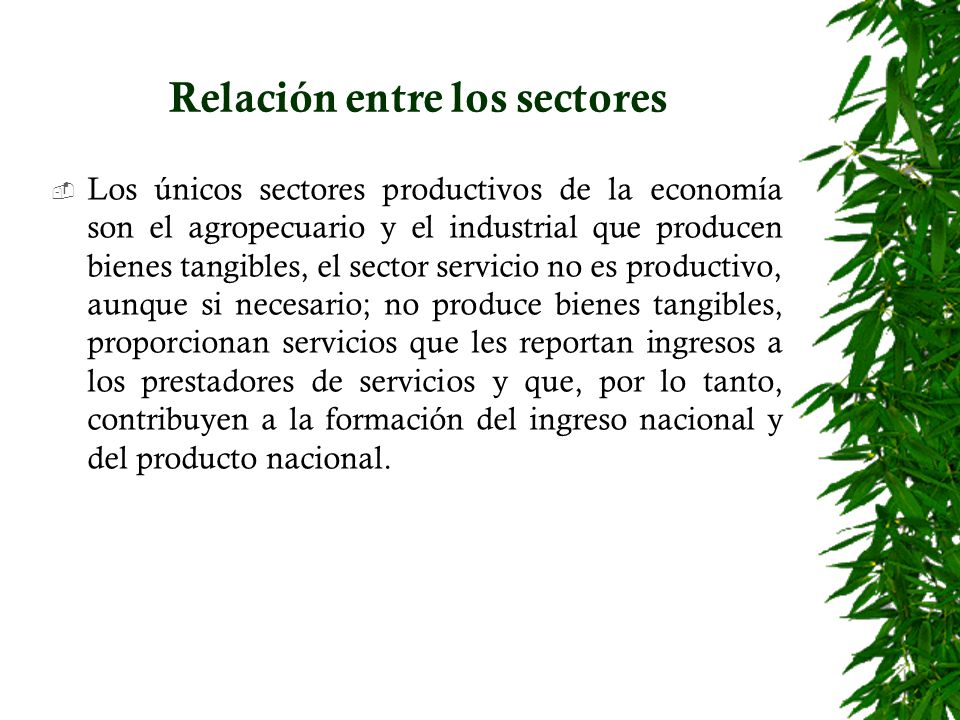 Relación entre los sectores