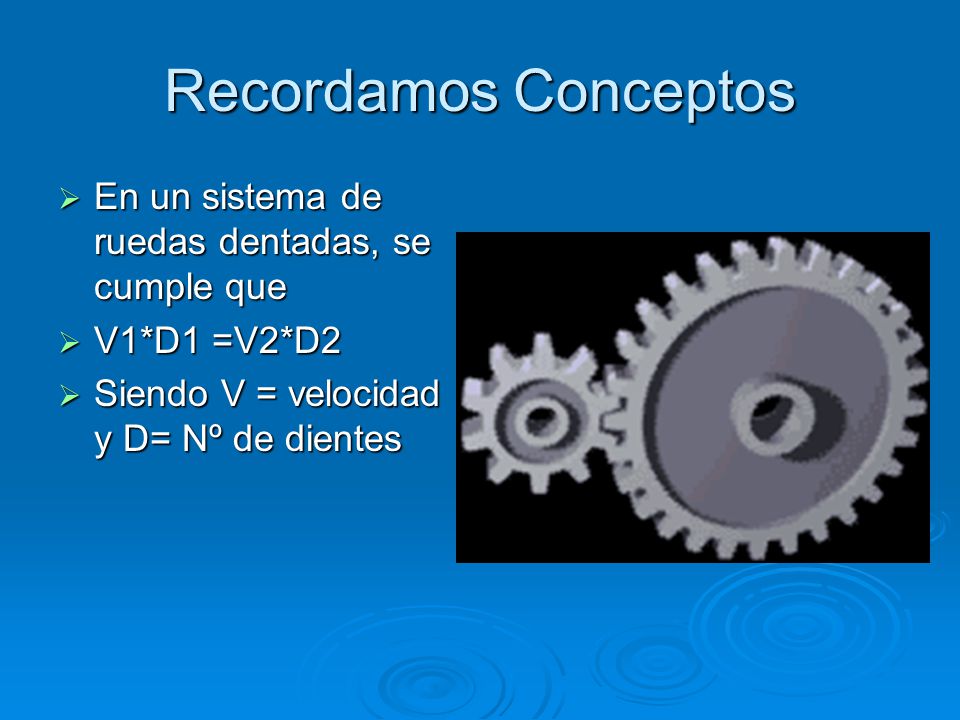 Recordamos Conceptos En un sistema de ruedas dentadas, se cumple que