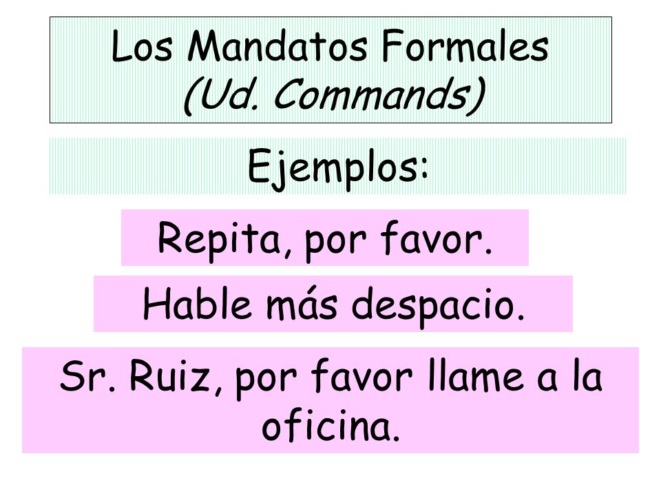 Los Mandatos Formales (Ud. Commands)