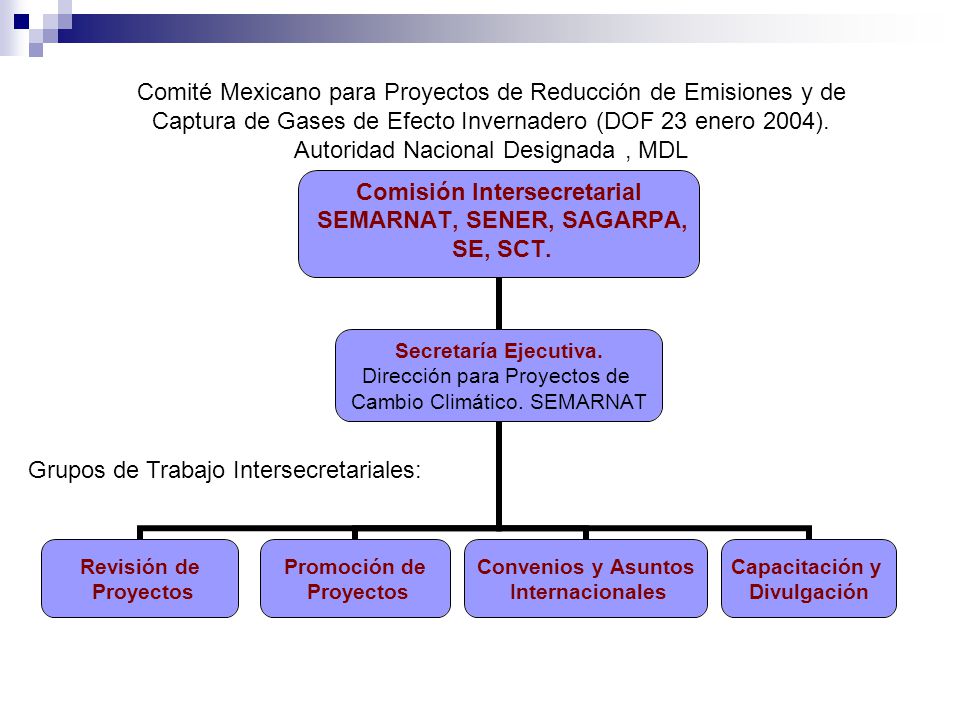 Comité Mexicano para Proyectos de Reducción de Emisiones y de Captura de Gases de Efecto Invernadero (DOF 23 enero 2004). Autoridad Nacional Designada , MDL