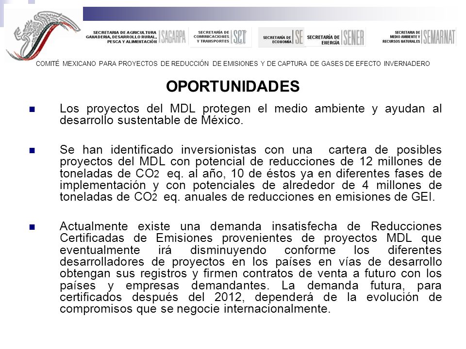 COMITÉ MEXICANO PARA PROYECTOS DE REDUCCIÓN DE EMISIONES Y DE CAPTURA DE GASES DE EFECTO INVERNADERO