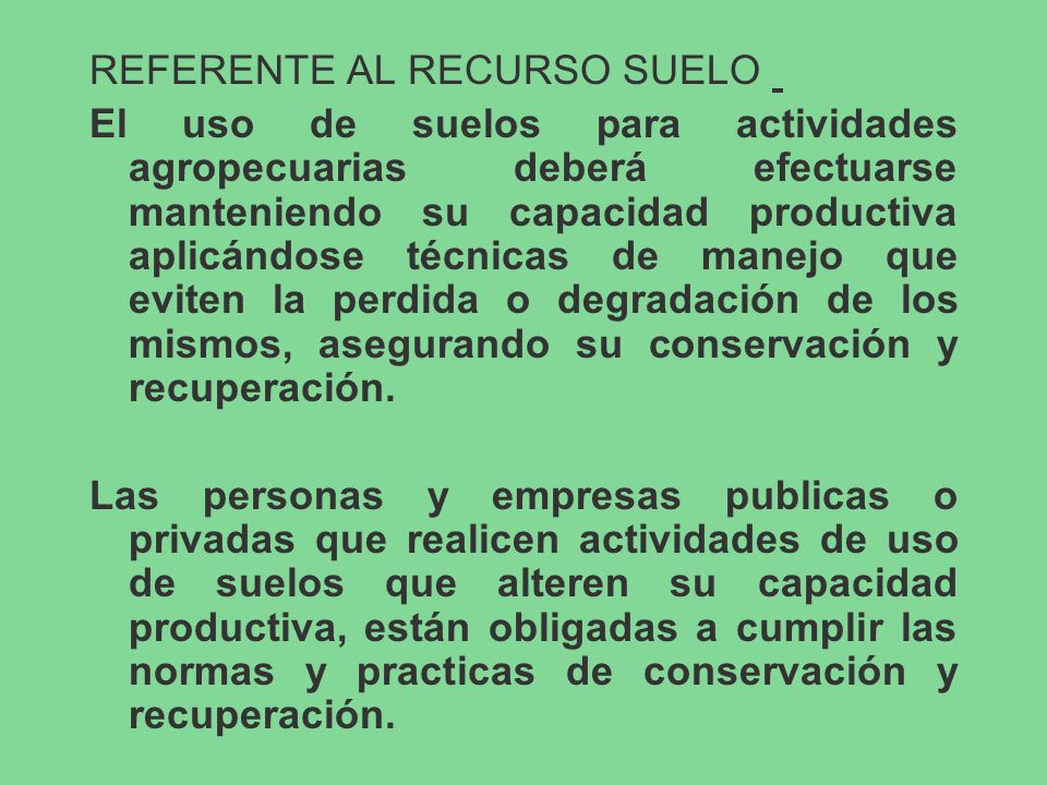 REFERENTE AL RECURSO SUELO