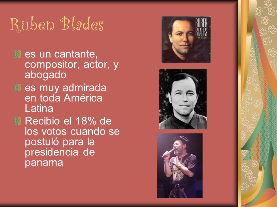 Ruben Blades es un cantante, compositor, actor, y abogado