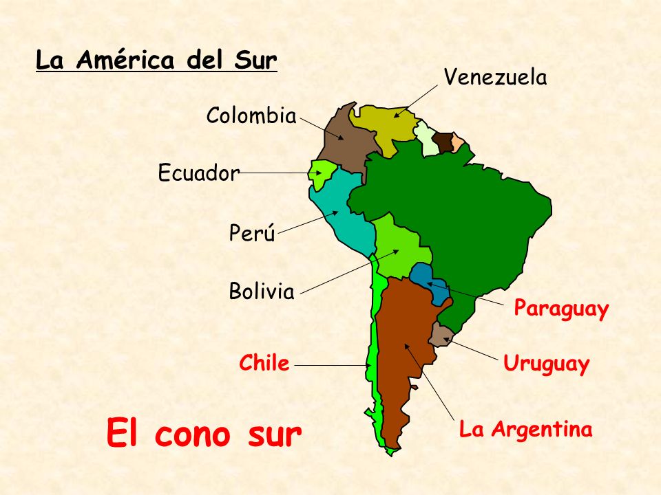 El cono sur La América del Sur Venezuela Colombia Ecuador Perú Bolivia